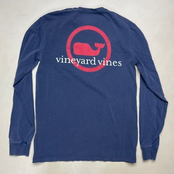Vineyard Vines Graphic Pocket T-shirt Men XS Blue Long Sleeve - Picture 1 of 6